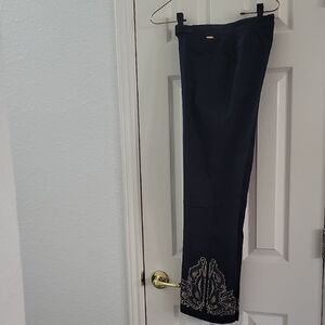 St John Denim Embroidered Denim Pants XS